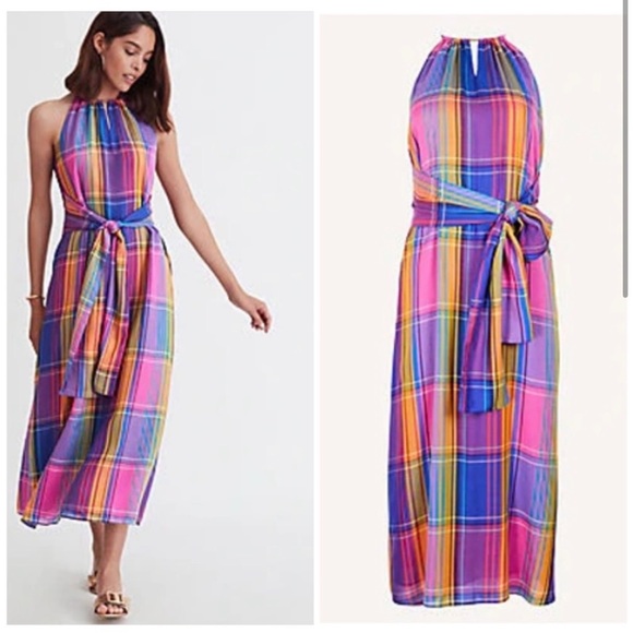 Ann Taylor Dresses & Skirts - Ann Taylor colorful madras plaid lyocell halter dress